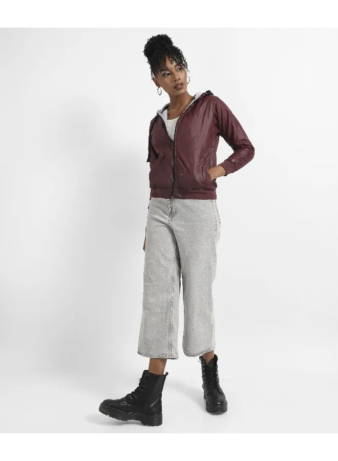 Pinacolada  Women's Brown Quilted Puffer Jacket With Angled Open Pockets for Women | Best Price UAE