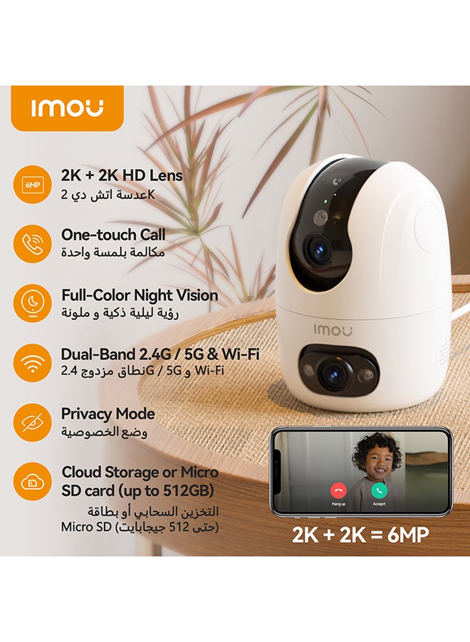 IMOU Security Camera Ranger 2C Dual 6MP Indoor CCTV Camera Dual-Band Wi-Fi 6 One-touch Call 2K & 2K Dual-Lens Smart Tracking Full-color night vision support Micro SD Card Slot (up to 512GB) - Image 2