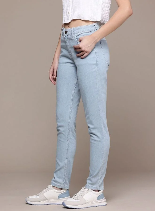 Freehand  Women Slim Fit Solid Mid Rise Jeans  | Best Price UAE