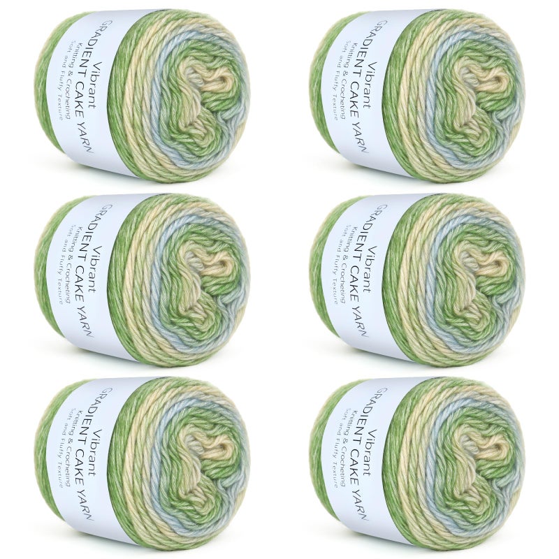 Aeelike Gradient Yarn for Crocheting, Soft OmbrÃ© Fairyland Yarn # 3 Light Weight with Vibrant Colors 6 x 100g (3.52 oz) 245m (267 Yards) for DIY Making Colorful Blanket Scarves Hat, Green Gradient - Image 1