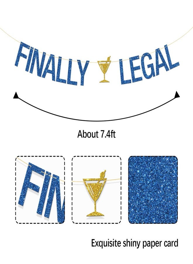 MonMon & Craft Finally Legal Banner/Boys Girls 21st Birthday Party Decor / 21 & Legal Sign 21 Years Old Birthday Party Decorations Blue Glitter - Image 2