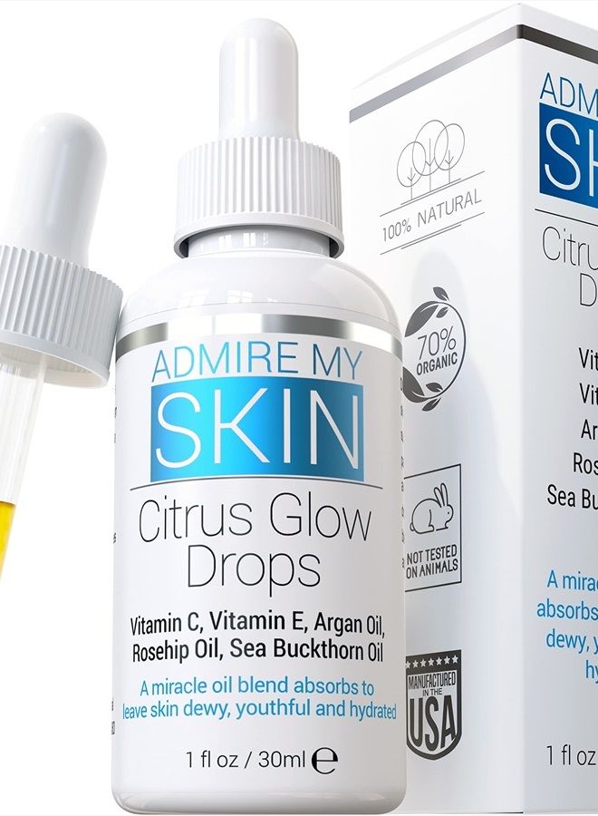 Admire My Skin Vitamin C Oil for Face Gua Sha Massage - Organic Facial Oil for Glowing Skin with Vitamin E Oil + Argan Oil + Rosehip Oils - This Oil for Face Provides You With A Dewy, Youthful Glow - Image 1