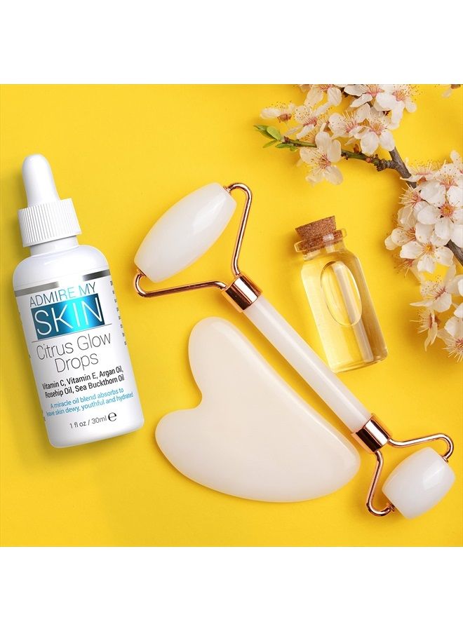 Admire My Skin Vitamin C Oil for Face Gua Sha Massage - Organic Facial Oil for Glowing Skin with Vitamin E Oil + Argan Oil + Rosehip Oils - This Oil for Face Provides You With A Dewy, Youthful Glow - Image 4