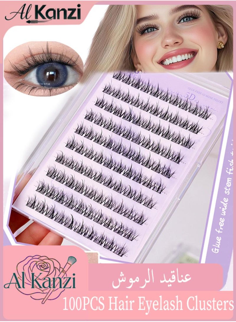 الكنز 100 قطعة رموش كتل شعر مينك، 0.05 مم بشريط شفاف ذاتية اللصق بدون غراء، رموش 5D كثيفة طبيعية خفيفة قابلة لإعادة الاستخدام للمبتدئات، ما تحسين فيها أبدًا شريط غير مرئي أسود - Image 1