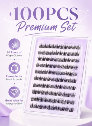 100PCS Mink Hair Eyelash Clusters, 0.05mm Ultra Thin Clear Band Self-Adhesive Lash Clusters, No Glue Needed Reusable Wispy Natural 5D Fluffy Lashes for Beginners, Zero Pressure Invisible Band Black - view 4