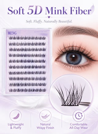 100PCS Mink Hair Eyelash Clusters, 0.05mm Ultra Thin Clear Band Self-Adhesive Lash Clusters, No Glue Needed Reusable Wispy Natural 5D Fluffy Lashes for Beginners, Zero Pressure Invisible Band Black - view 5