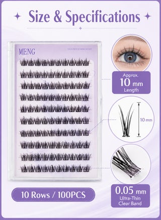 100PCS Mink Hair Eyelash Clusters, 0.05mm Ultra Thin Clear Band Self-Adhesive Lash Clusters, No Glue Needed Reusable Wispy Natural 5D Fluffy Lashes for Beginners, Zero Pressure Invisible Band Black - view 2
