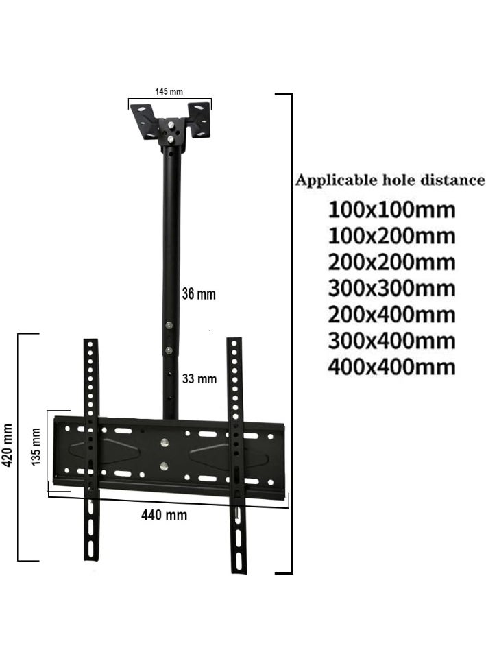 Adjustable Ceiling TV Mount for 26”–60” LED/LCD Screens – Full Motion Tilt & 360° Swivel – Steel Construction, Fits Multiple VESA Sizes, Holds up to 50kg - Image 4