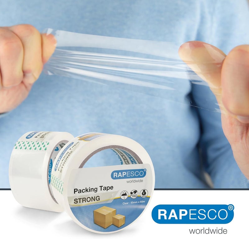 رابيسكو Rapesco 1751 شريط تغليف قوي 50 مم × 60 م، شفاف، عبوة من 3 - Image 2