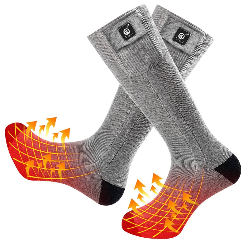 SNOW DEER Upgraded Rechargeable Electric Heated Socks 7.4V 2200Mah Battery Powered Cold Weather Heat Socks For Men Women Outdoor Riding Camping Hiking Motorcycle Skiing Warm Winter Socks (M) - Image 1