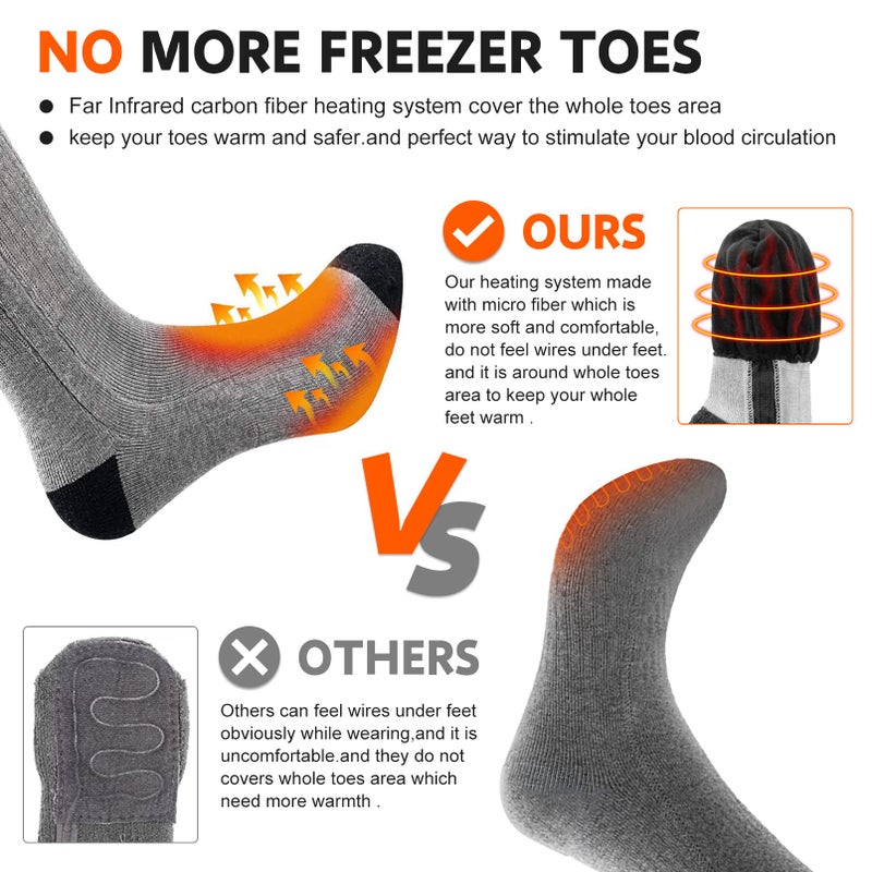SNOW DEER Upgraded Rechargeable Electric Heated Socks 7.4V 2200Mah Battery Powered Cold Weather Heat Socks For Men Women Outdoor Riding Camping Hiking Motorcycle Skiing Warm Winter Socks (M) - Image 4