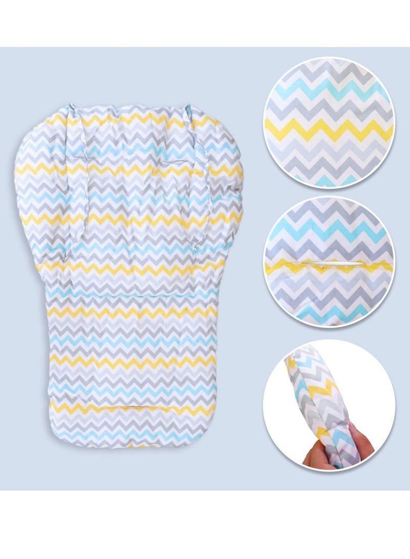 SOLARAE وسادة كرسي عالي للأطفال، وسادة مقعد مع فيلم واقي، وسادة كرسي عالي قابلة للتنفس ومقاومة للماء، ألوان خطوط متموجة - Image 4
