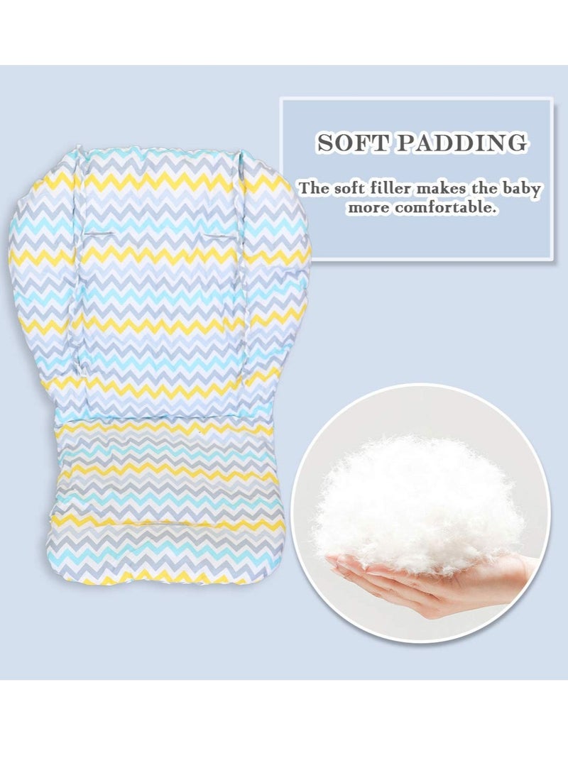 SOLARAE وسادة كرسي عالي للأطفال، وسادة مقعد مع فيلم واقي، وسادة كرسي عالي قابلة للتنفس ومقاومة للماء، ألوان خطوط متموجة - Image 3