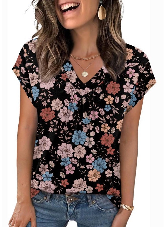 zeagoo Womens Tops Short Sleeve V Neck Shirts Summer Dressy Casual Business Clothes Work Blouses Fashion Clothing Outfits - Image 2