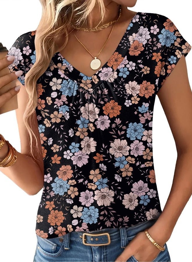 zeagoo Womens Tops Short Sleeve V Neck Shirts Summer Dressy Casual Business Clothes Work Blouses Fashion Clothing Outfits - Image 5