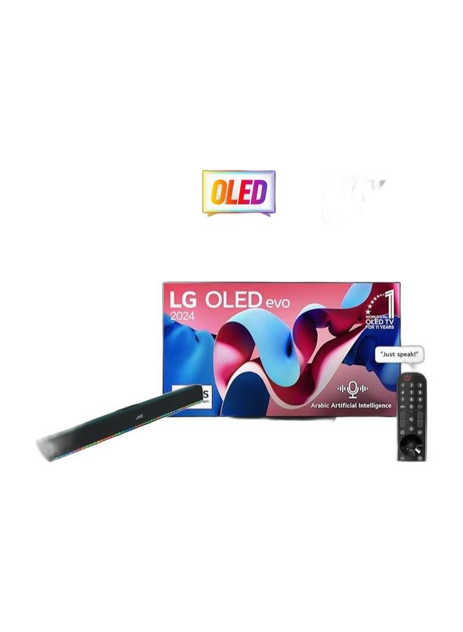 LG 55-Inch OLED 4K Smart TV OLED55CS4VA + JVC TH-N324B Wireless Bluetooth Soundbar Combo – Dolby Vision Atmos, 120Hz, WebOS, Home Theater Bundle - Image 1