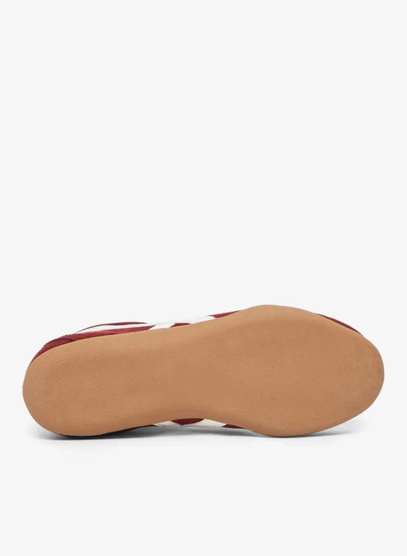Styli  Women Burgundy Suede Lace-Up Sneakers for Women | Best Price UAE