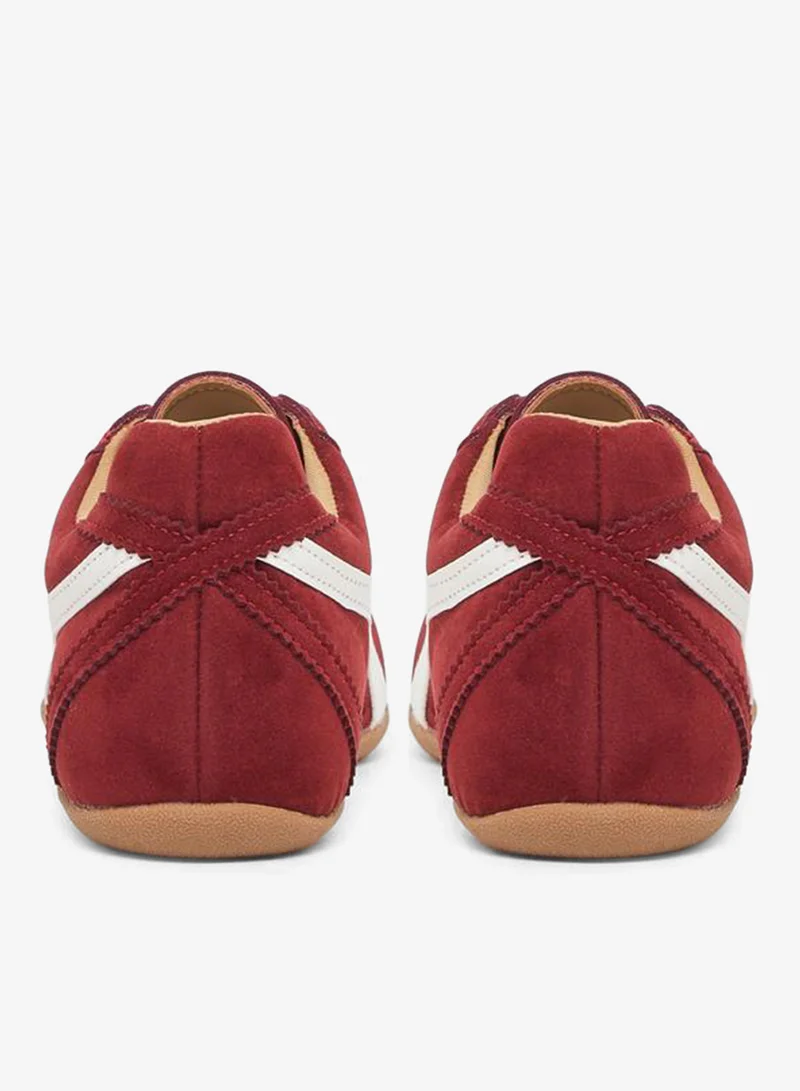 Styli  Women Burgundy Suede Lace-Up Sneakers for Women | Best Price UAE