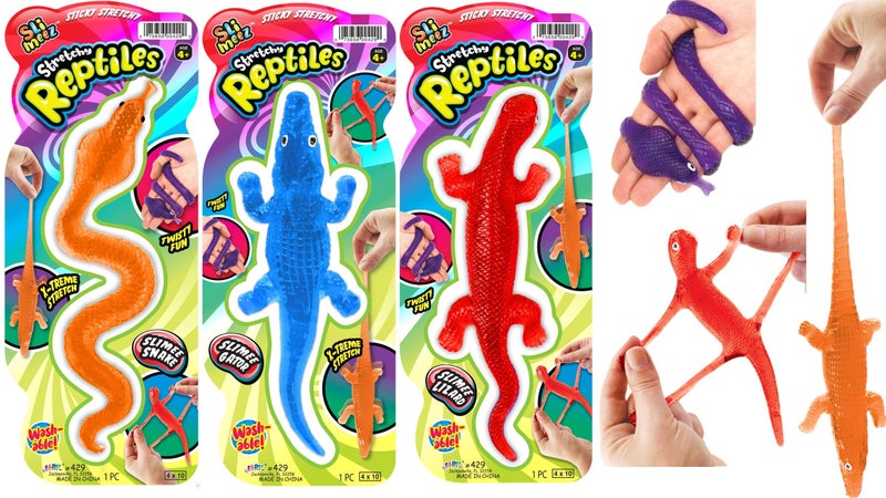 JaRu Super Stretchy Sticky Reptiles Snake Lizard Alligator 3 Units Assorted by JARU Prank Squishy Sticky Toy Party Favors Toy for Kids Pinata Filler Bulk Toys Snap Hand Like Fidget Toy 4293A - Image 2