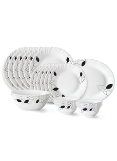 LARAH BY BOROSIL Larah by Borosil Shadow Fluted Series Opalware Dinner Set | 21 Pieces for Family of 6 | Microwave & Dishwasher Safe | Bone-Ash Free | Crockery Set for Dining & Gifting | Plates & Bowls | White  - Image 1