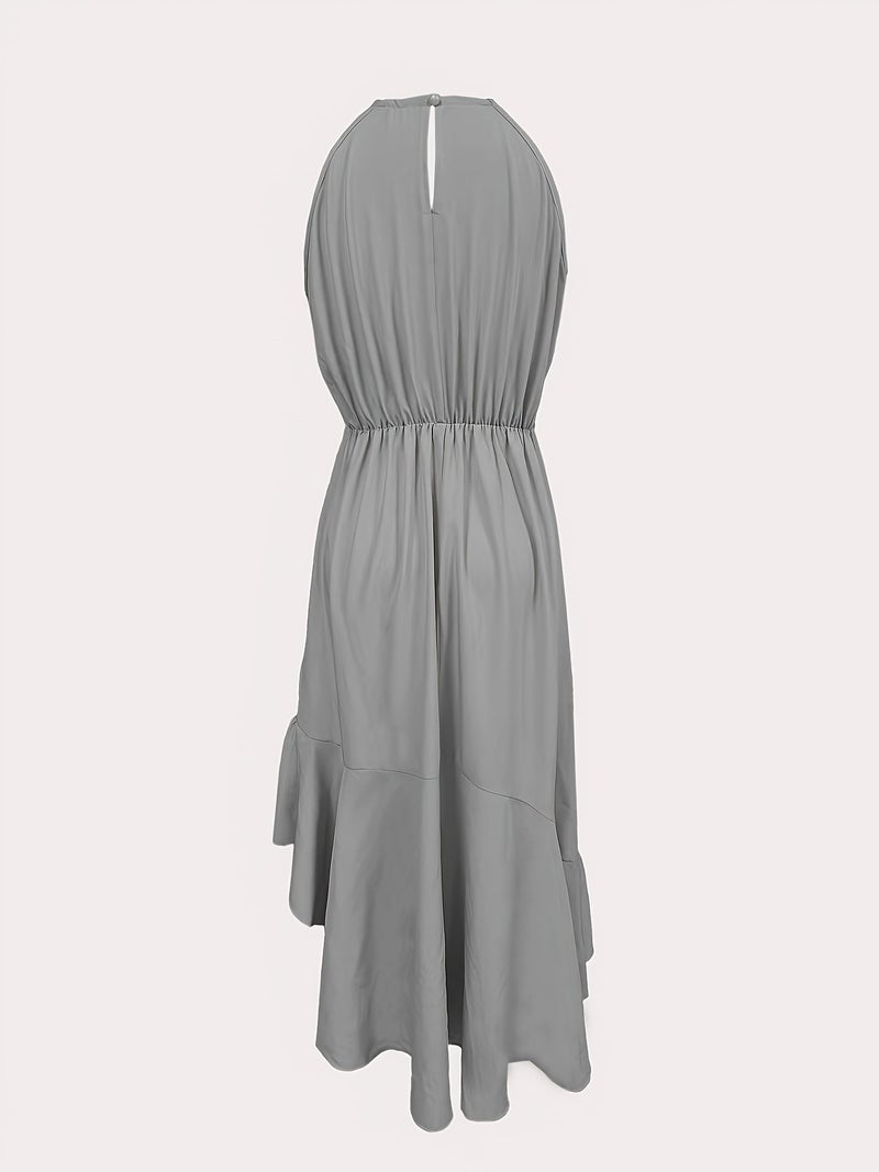 Spring\u002FSummer Fashionable and Elegant Halter Neck Ruffle Dress - Image 2