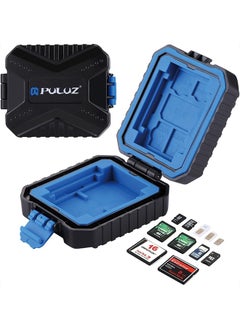 PULUZ 11 Slots Memory Card Case, PULUZ Water-Resistant Anti-Shock Memory Card Wallet Storage Holder for 3SIM + 2XQD + 2CF + 2TF + 2SD Card Protector Case Cover  - Image 1