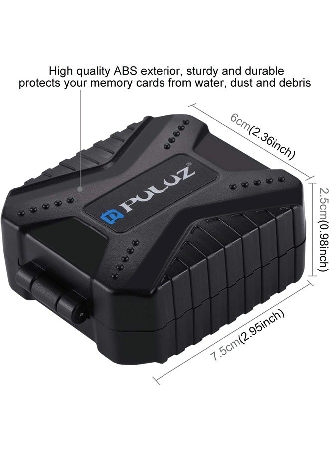 PULUZ - 11 Slots Memory Card Case, PULUZ Water-Resistant Anti-Shock Memory Card Wallet Storage Holder for 3SIM + 2XQD + 2CF + 2TF + 2SD Card Protector Case Cover - Image 1