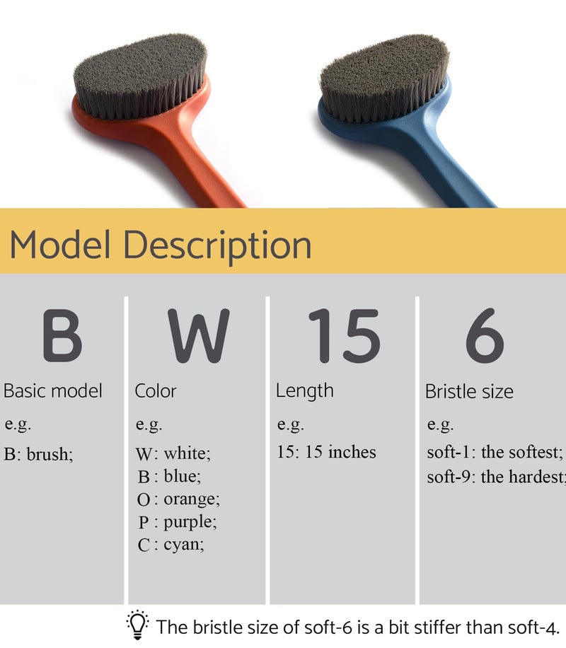 surlees Back Scrubber for Shower, Bath and Body Brush for Elderly, Men and Women, 15 Inch / 38 CM (Blue, Soft-6) - Image 4