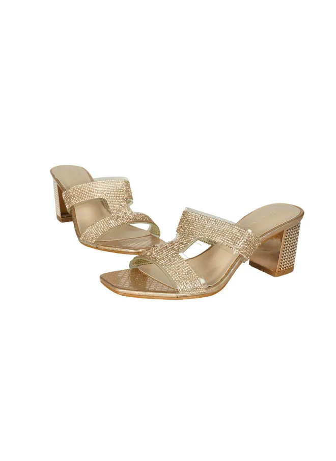 ZAYNA 221-76 Zayna Ladies  High Block Heel Slip on 15C1596-10 Gold