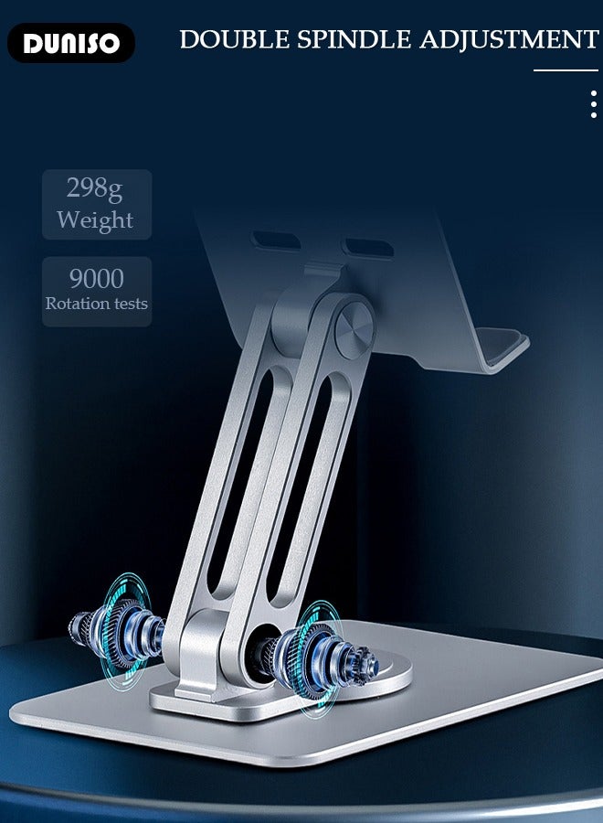 DUNISO Foldable Phone Stand 360° rotation base for Desk Height Adjustable Cell Phone Holder Portable Cellphone Cradle Desktop Dock for iPhone iPad Smartphone  - Image 4