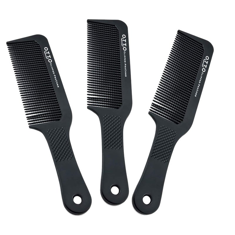 OTTO Otto Flat Top Clipper Comb  Barber Combs Black Clipper Comb Flat Top Clipper Comb Hair Cutting Combs Great for ClipperCuts and Flattops 95BlackPack of 3