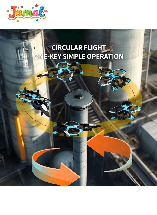 Jamal Toy Drone,Remote Control Aircraft,RC Quadcopter, 2 Batteries, Altitude Hold, 360° Flips, One-Key Takeoff/Landing, Cool LED Lights, Rechargeable, Long Flight Time, 3 Speed Modes, Circle Fly Mode, for Kids, Beginners, Boys and Girls, Toy Gift,RC Fighter Jet - Image 3