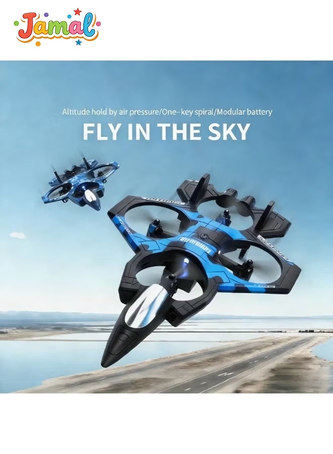Jamal Toy Drone,Remote Control Aircraft,RC Quadcopter, 2 Batteries, Altitude Hold, 360° Flips, One-Key Takeoff/Landing, Cool LED Lights, Rechargeable, Long Flight Time, 3 Speed Modes, Circle Fly Mode, for Kids, Beginners, Boys and Girls, Toy Gift,RC Fighter Jet - Image 4