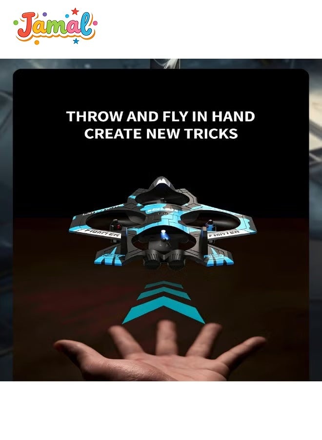 Jamal Toy Drone,Remote Control Aircraft,RC Quadcopter, 2 Batteries, Altitude Hold, 360° Flips, One-Key Takeoff/Landing, Cool LED Lights, Rechargeable, Long Flight Time, 3 Speed Modes, Circle Fly Mode, for Kids, Beginners, Boys and Girls, Toy Gift,RC Fighter Jet - Image 5