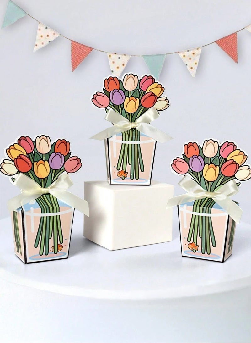 3D Flower Bouquet Gift Boxes for distributing candies and small gifts. Suitable for birthday parties, baby showers, weddings, and engagement celebrations 10 pcs - Image 1