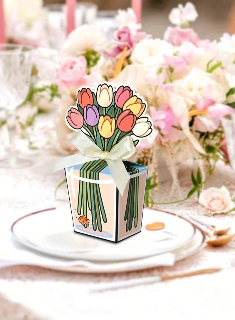 3D Flower Bouquet Gift Boxes for distributing candies and small gifts. Suitable for birthday parties, baby showers, weddings, and engagement celebrations 10 pcs - Image 2