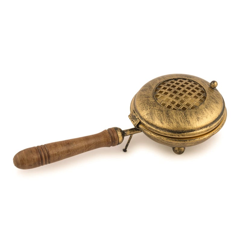 ServDharm Dhoop Dani Dhuni Loban Burner Diameter 43Metal Round gold - Image 1