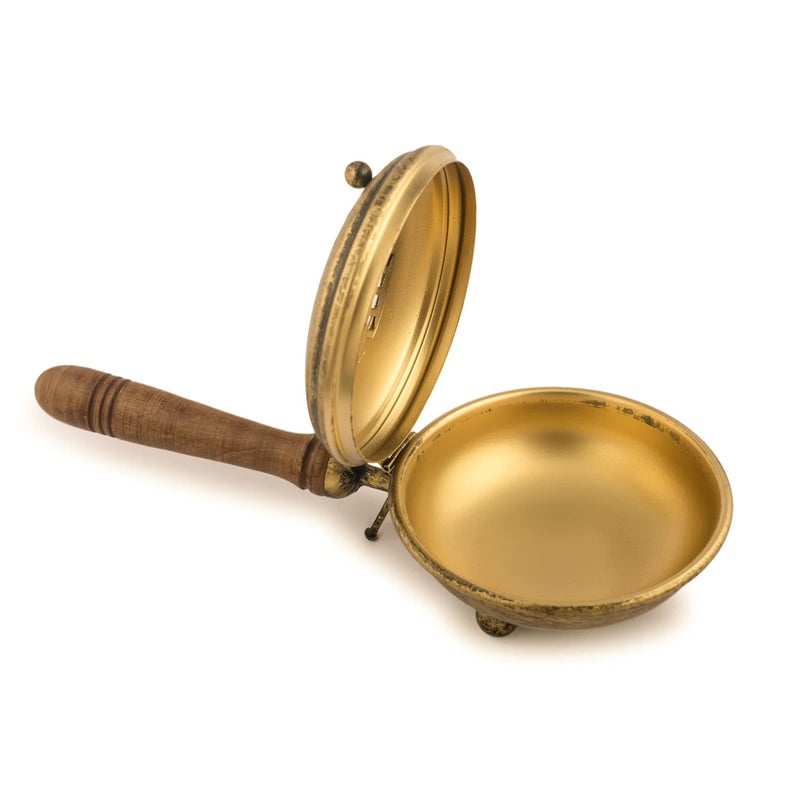 ServDharm Dhoop Dani Dhuni Loban Burner Diameter 43Metal Round gold - Image 3