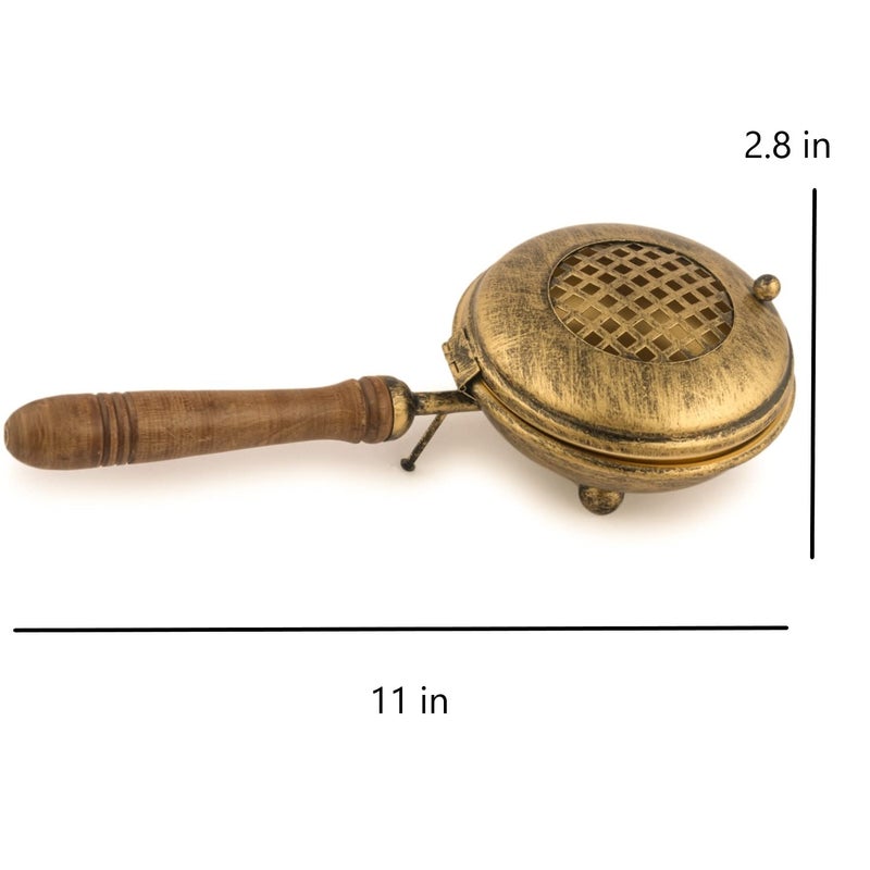 ServDharm Dhoop Dani Dhuni Loban Burner Diameter 43Metal Round gold - Image 4