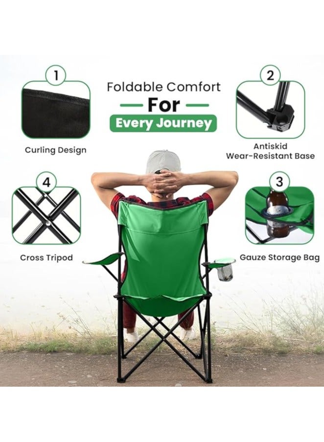 كرسي تخييم من زوبر - كرسي محمول قابل للطي مع حامل اكواب صغير وخفيف الوزن للحديقة وغيرها من الاستخدامات الخارجية في المناسبات مثالي لرحلات الكارافان والشواء والشاطئ والنزهات والسفر - Image 4