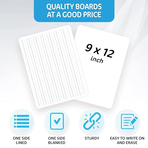 JUZARI 5 Pack 9x12 Lined Mini White Boards for Students - Double Sided White Board Lines - Classroom Whiteboards for Students Kids - Small Dry Erase Board with Lines - Personal Lined Whiteboard Dry Erase - Image 4