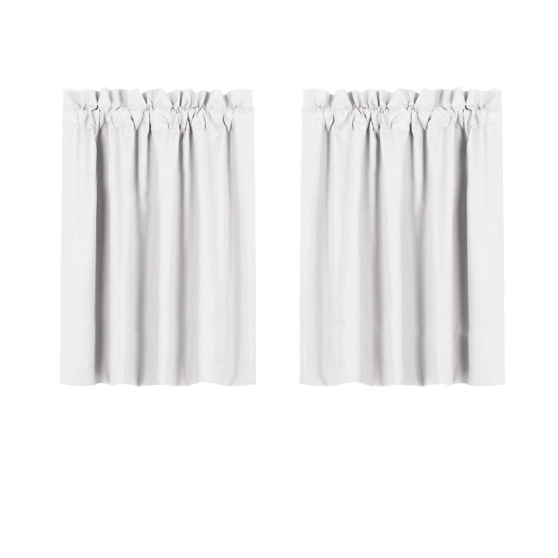 Valea Home Blackout Short Curtains Waterproof Soft Rod Pocket Kitchen Curtains for Bathroom Window Room Darkening Small Curtains for Bedroom 36 inch Length 2 Panels Grayish White