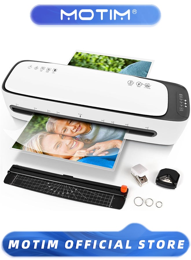 Motim 9 in 1 Desktop Thermal Laminator 1Min Fast Warm-Up Home Office School Use (White)  - Image 1