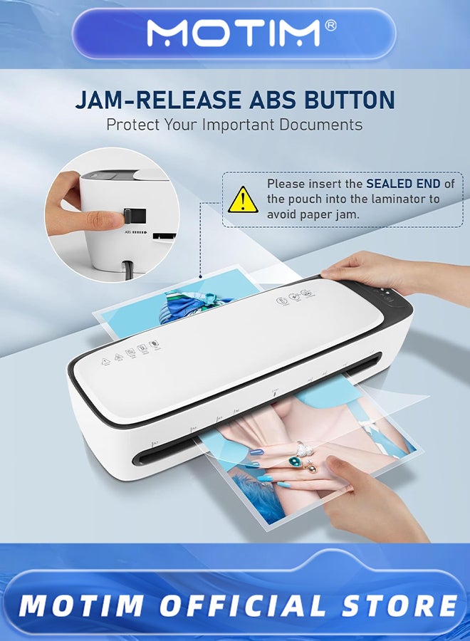 Motim 9 in 1 Desktop Thermal Laminator 1Min Fast Warm-Up Home Office School Use (White)  - Image 5