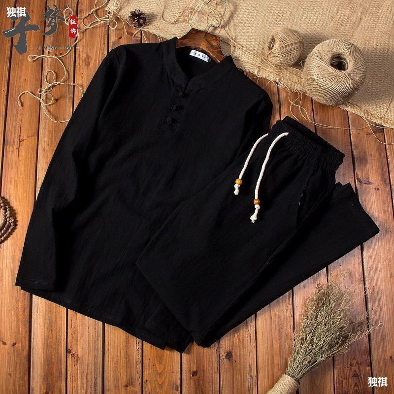 Chinese Style Linen Suit Men'S Autumn Loose Tang Coat Long-Sleeved Vintage Cotton Linen Casual Middle-Aged Dad'S Suit - Image 4