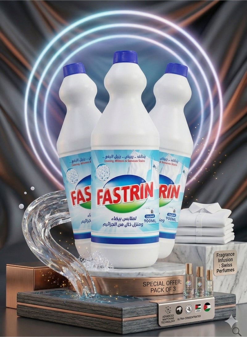 Fastrin Whitening & Stain Removal Liquid 900ML Pack of 3 | Powerful Fabric Whitener & Tough Stain Remover | Brightens Clothes & Removes Stains UAE - Image 1