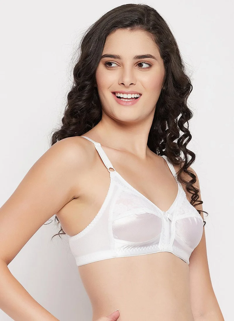 Clovia White Clovia Non-Padded Non-Wired Plus Size Bra in White With Matching PN1675R18 for Women | Best Price UAE