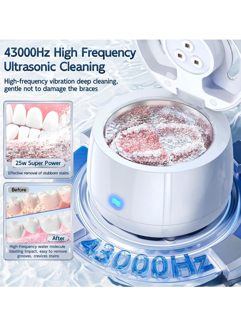 Zikra Ultrasonic UV Cleaner, Ultrasonic Retainer Cleaner Machine, for Dentures, Retainer, Aligner, Mouth Guard, Toothbrush Head, Jewelry, Portable Professional Ultrasonic Cleaner Machine for all Dental - Image 3