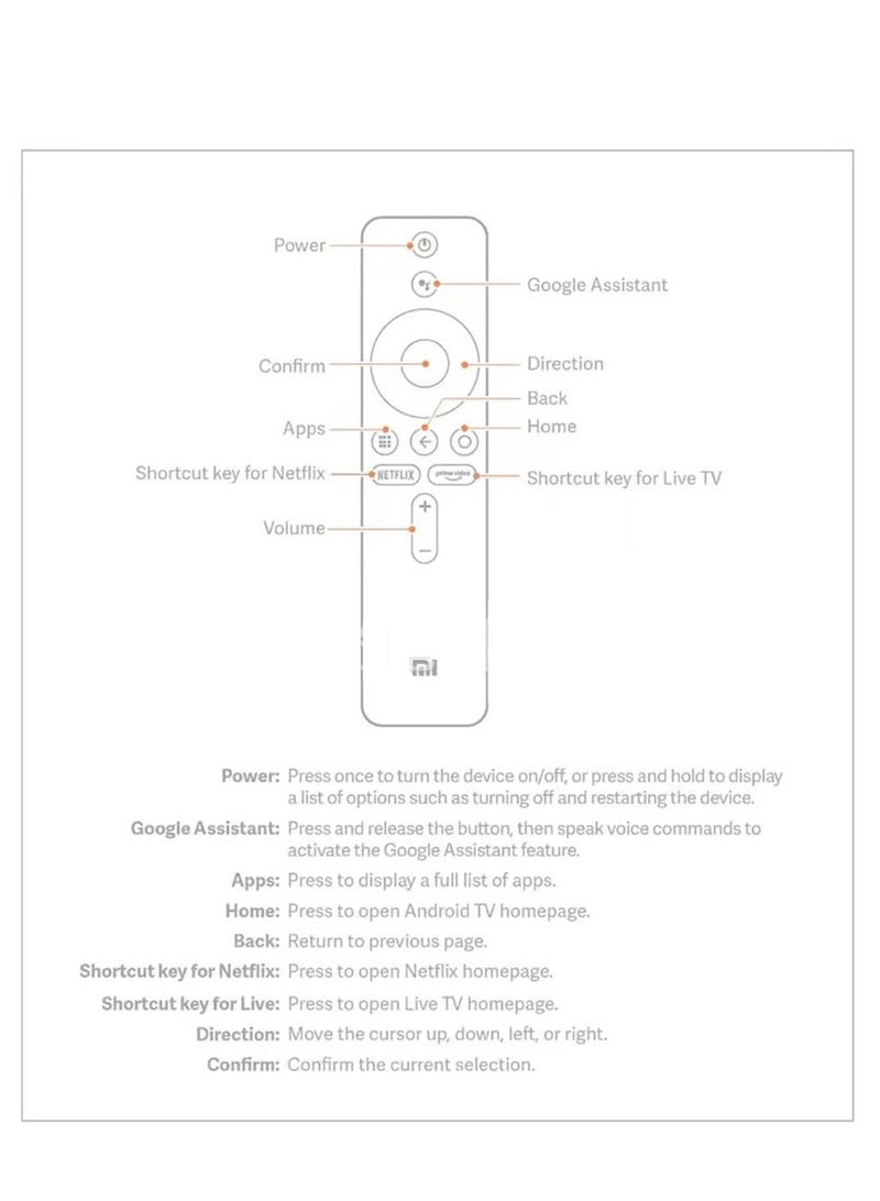 VIUAUAX Replacement Remote Control，Remote Control for Xiaomi Mi TV Stick/MI Box 4S 4K, Replacement Remote Control for Xiaomi Mi TV Stick with Bluetooth and Voice Control - Image 5