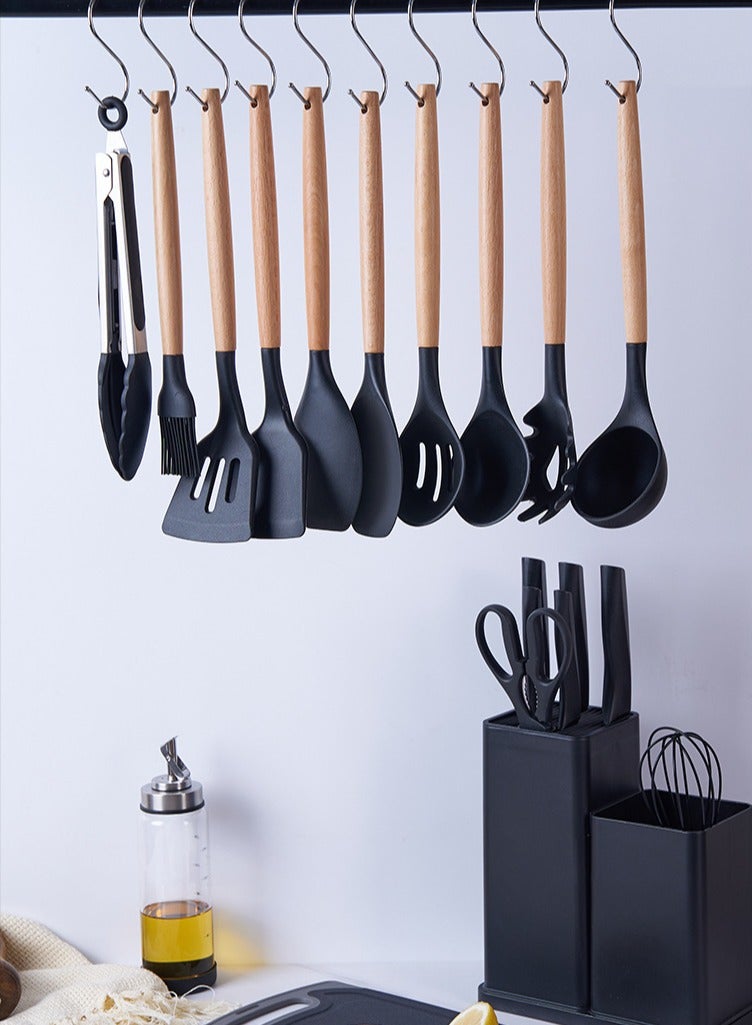 Arabest Kitchen Utensils Set, Knife Set, 19 Pcs, Food Grade Silicone, 3Cr13 Stainless Steel, Heat Resistant 230°C, Non Stick Safe, Shears, Cutting Board, Countertop Holder - Image 5